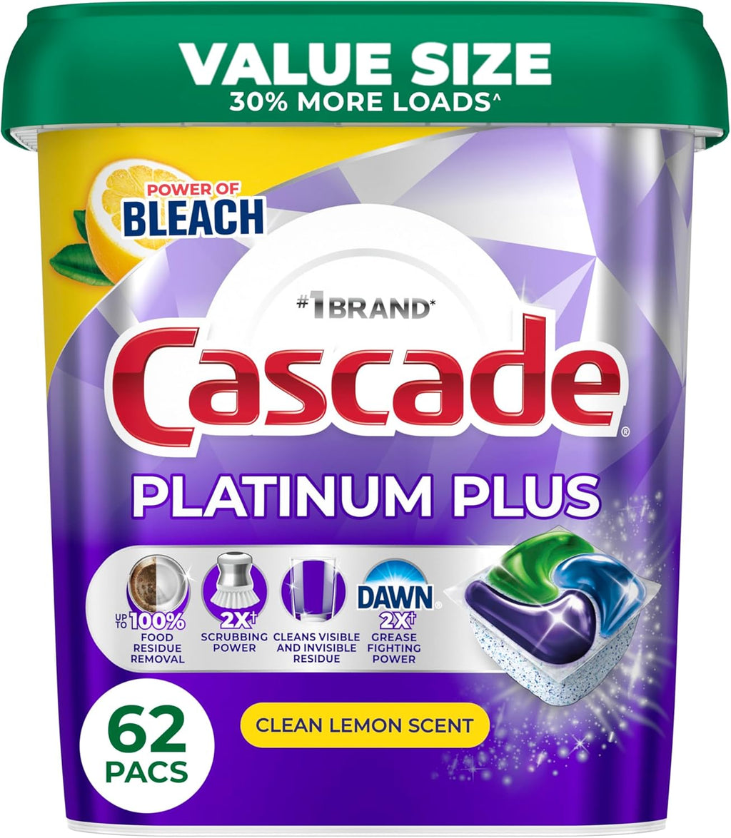 Dishwasher Pods, Dish Detergent Soap, Clean Lemon Scent, 124Count (62Count*2pack)