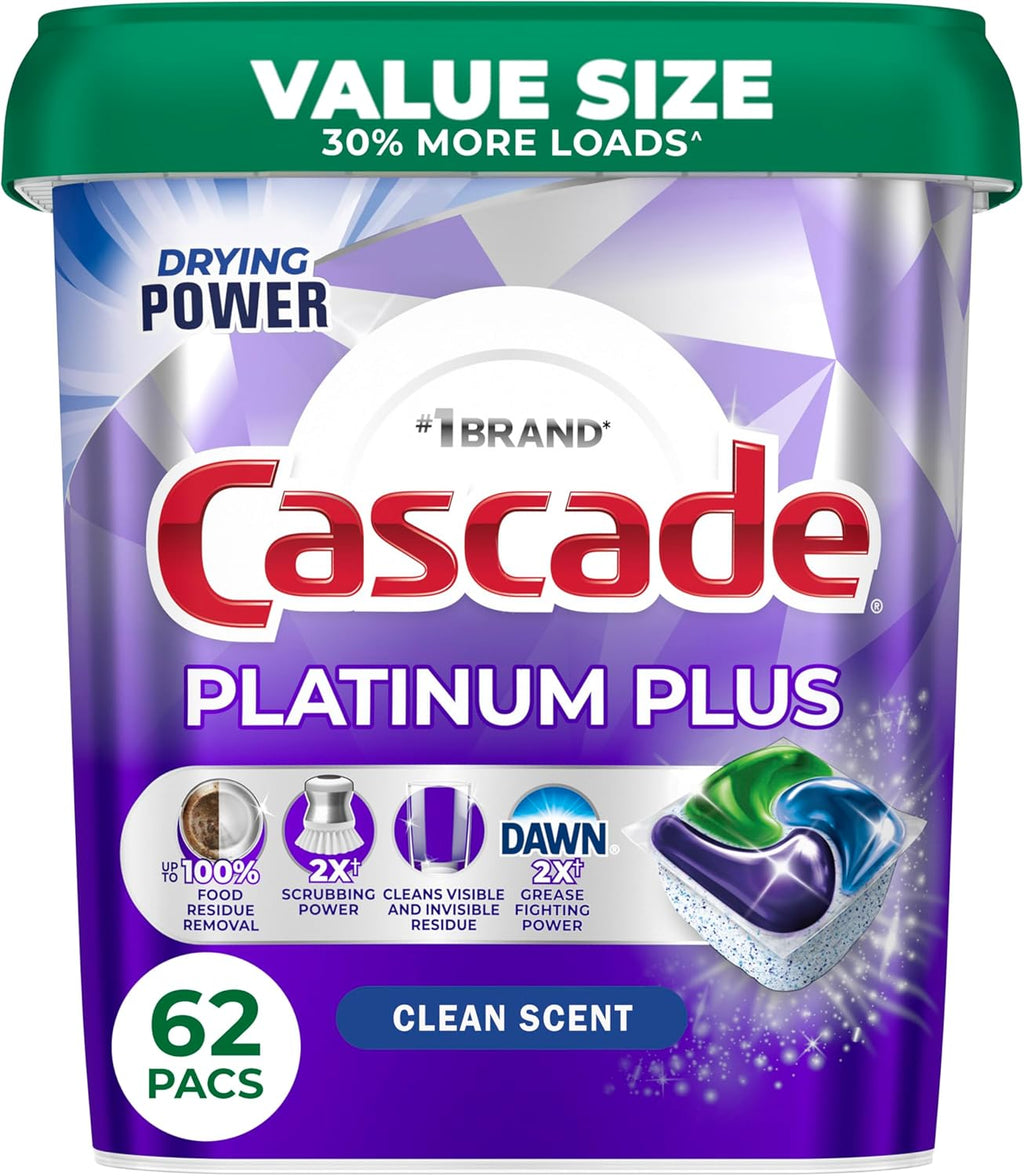 Dishwasher Pods, Dish Detergent Soap, Clean Scent, 124Count (62Count*2pack)